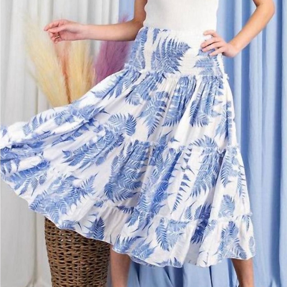 Blue and White Patterned skirt or can wear as a dress .